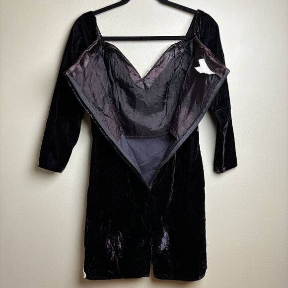 Vtge Jessica McClintock Gunne Sax Dress 11/12 Blk Velvet Lace Beaded 80's Witchy - Picture 7 of 16